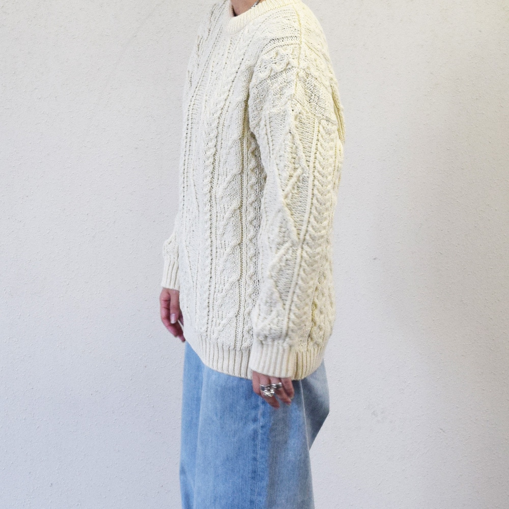 アランニット リブ ニット トップス 長袖 オールドダービーニット