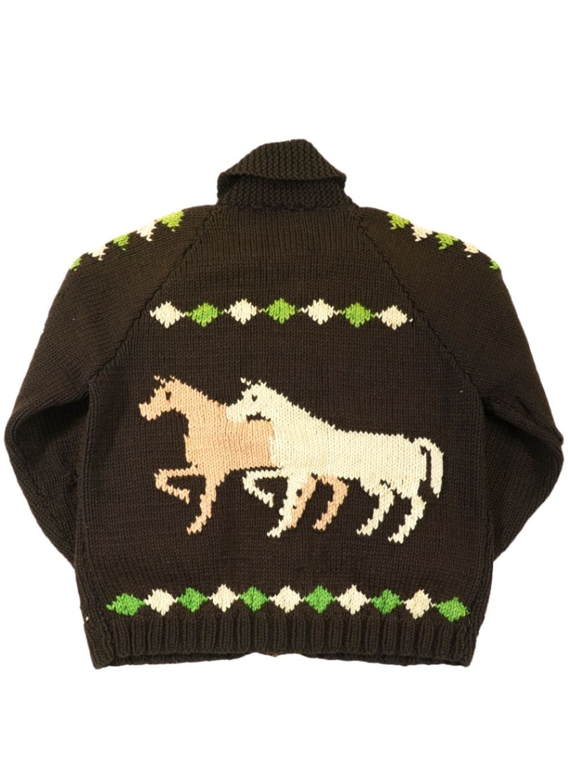 60's ブラウンベース 馬柄 カウチンセーター 実寸(XL位) | SOLD OUT