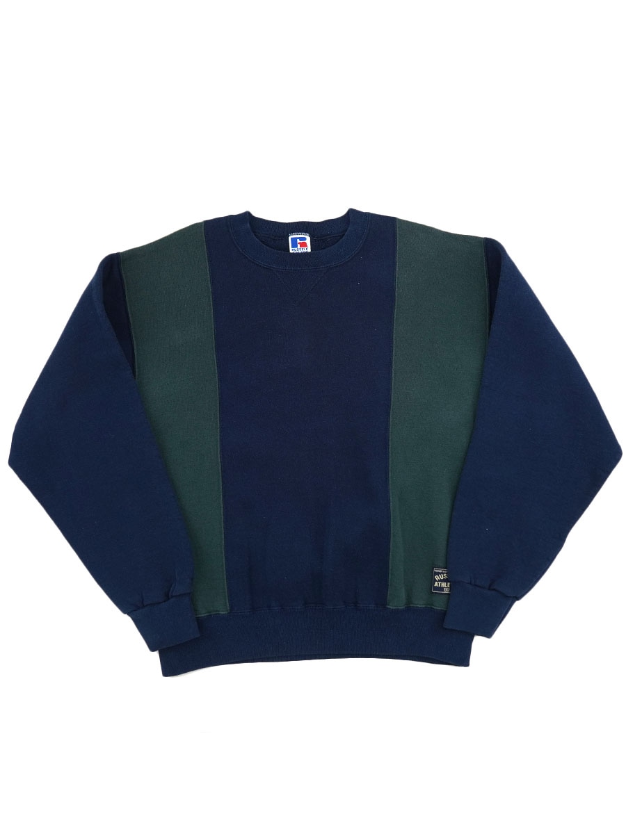 90's RUSSELL ATHLETIC 2トーン 切り替え 前Vスウェット 表記(M) USA製