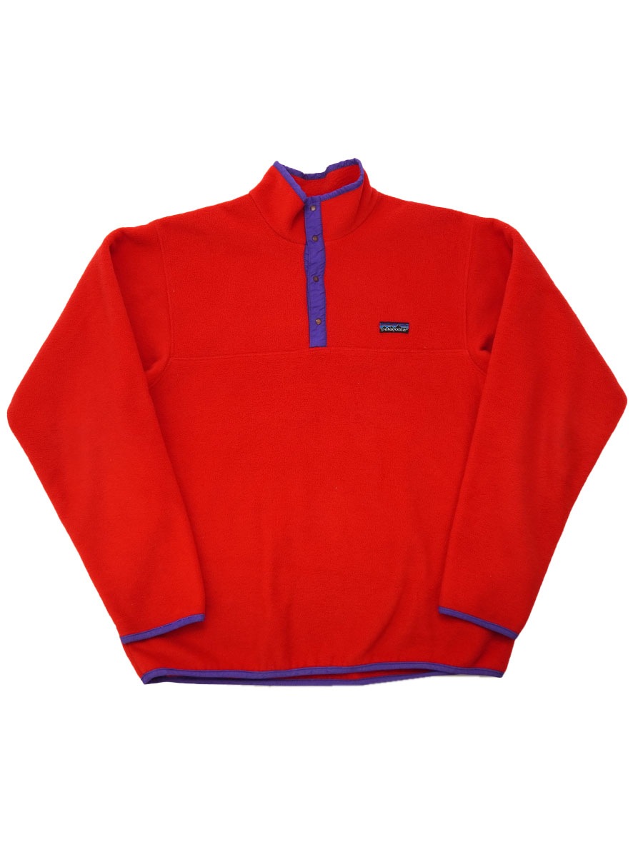 80's～ パタゴニア シンチラスナップTプルオーバー レッドxパープル