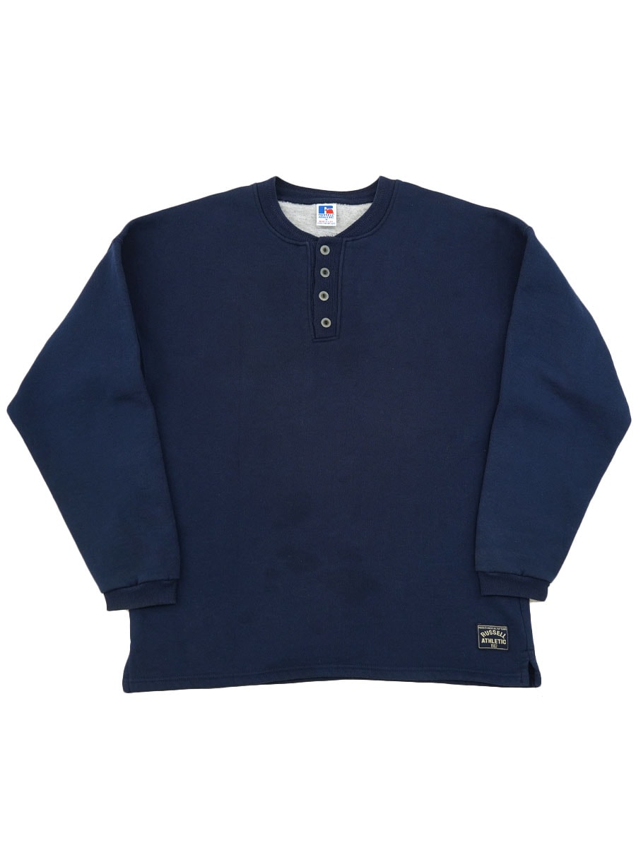 90's RUSSELL ATHLETIC ヘンリーネック 無地スウェット 表記(M) USA製