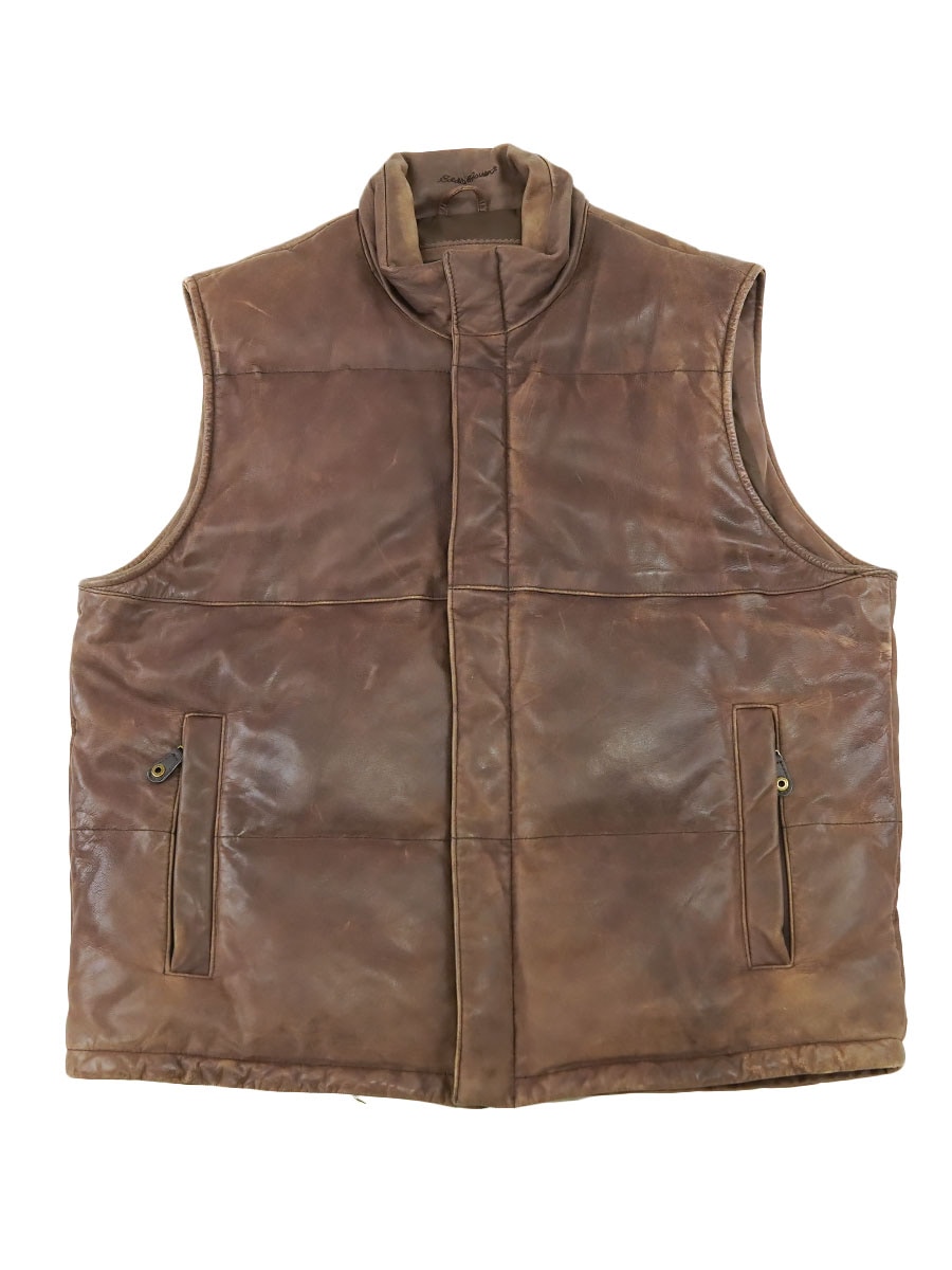 Eddie Bauer レザーダウンベスト 茶 表記(L) | すべての商品