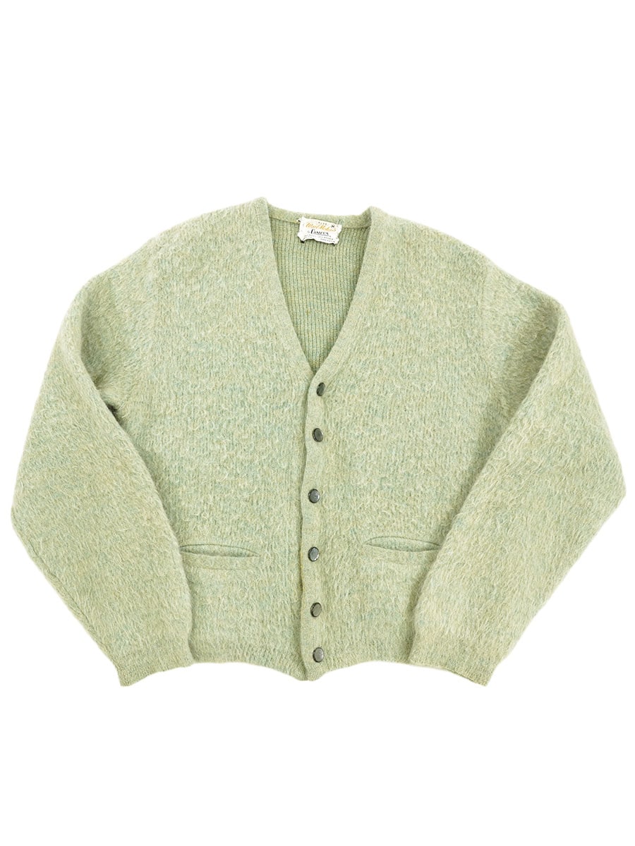 60's CAMPUS ウール×モヘア ミントグリーン ニットカーディガン 表記(M