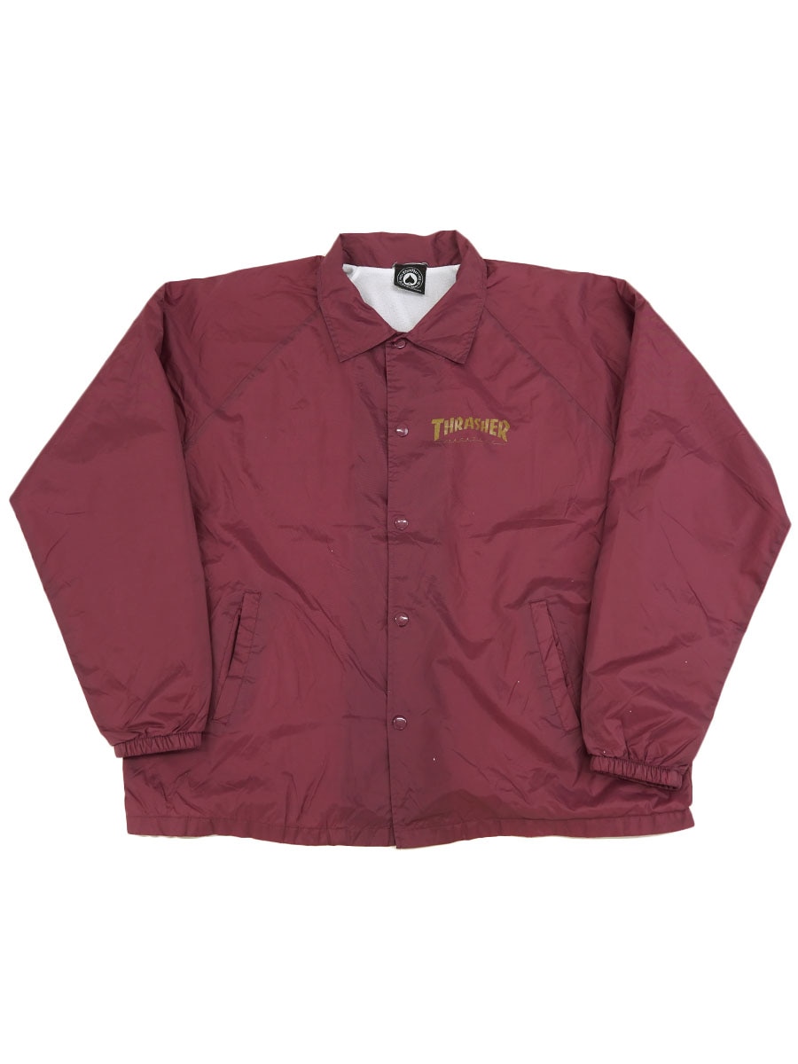 90's～ Thrasher 五芒星 ナイロンコーチジャケット エンジ 表記(XL