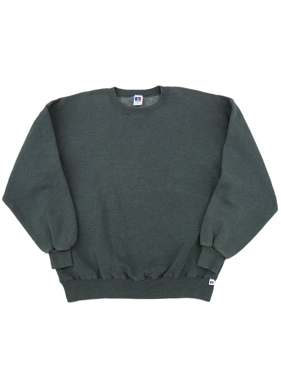 90's RUSSELL ATHLETIC 前V 無地スウェット チャコールグレー 表記(XXL