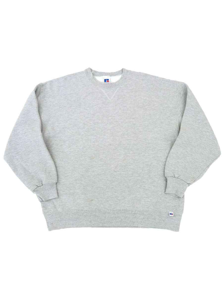 90's RUSSELL ATHLETIC 前V 無地スウェット グレー 表記(XL) USA製 ②