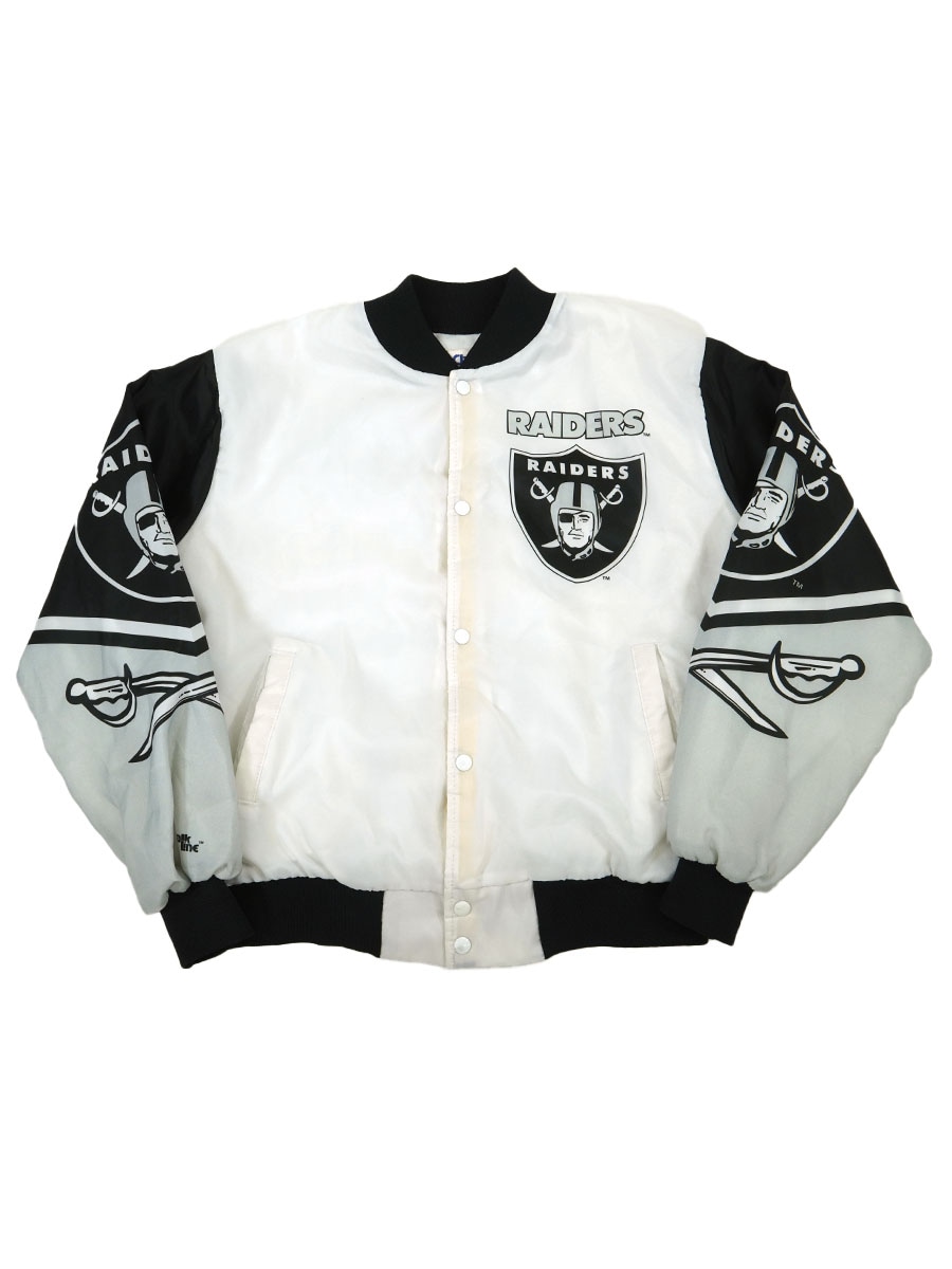 80's Chalk line ''RAIDERS'' 両面 袖プリント ナイロンスタジャン