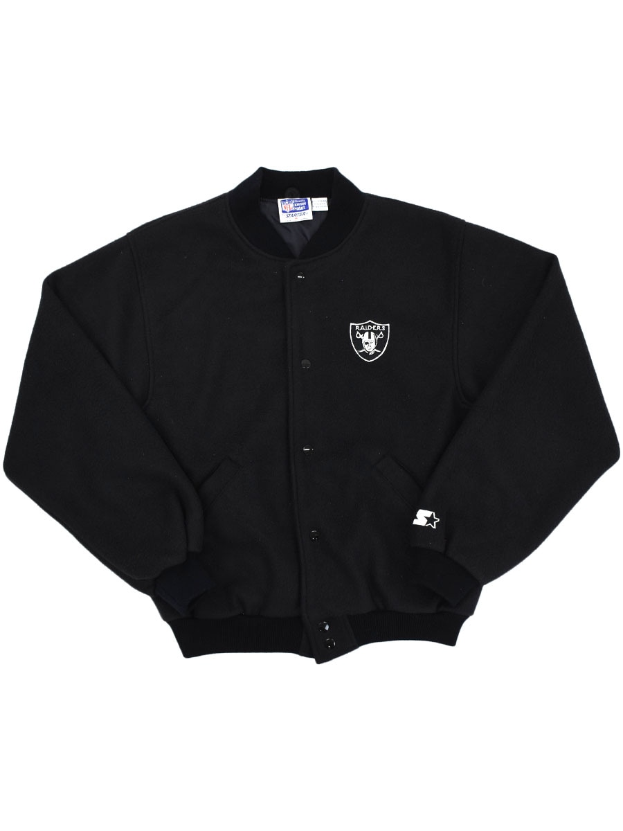 90's STARTER ''RAIDERS'' フリーススタジャン ブラック 表記(M