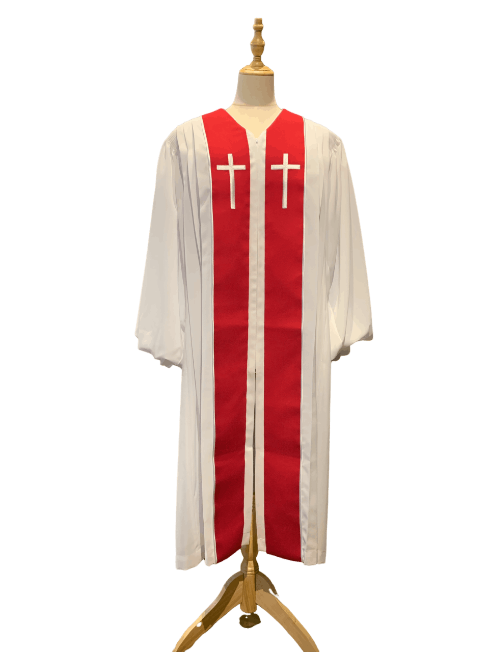 牧師用ガウン(十字架刺しゅう入り・白) | 教会用品,牧師・司祭用品