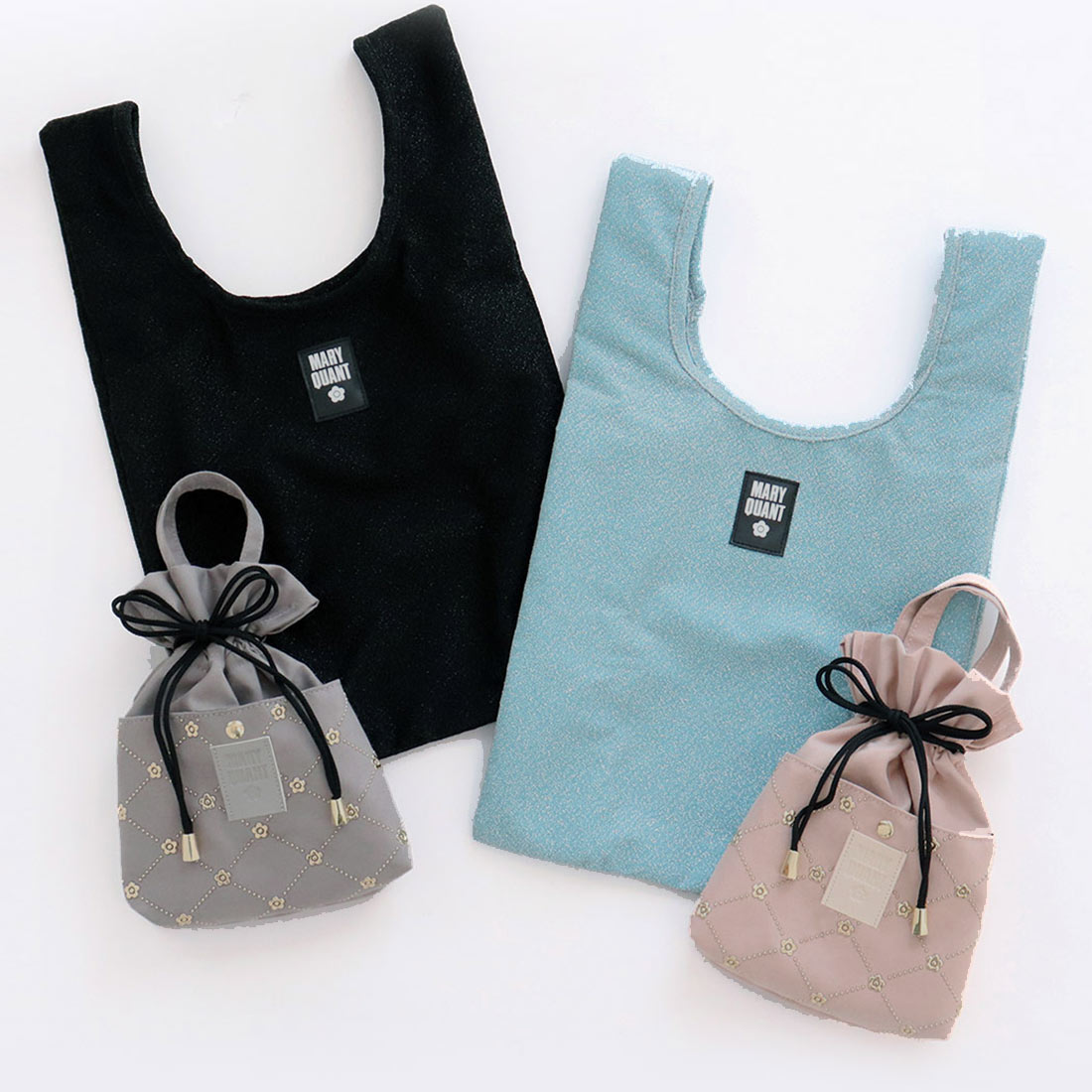 マリークワント エコバッグ/マイバッグ 巾着付き キルティング柄