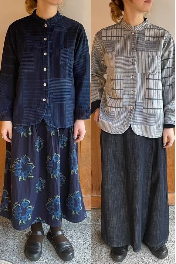 BlueTrick】 レディース スタンドカラーシャツ 刺子パッチ | シャツ