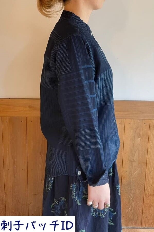 BlueTrick】 レディース スタンドカラーシャツ 刺子パッチ | シャツ