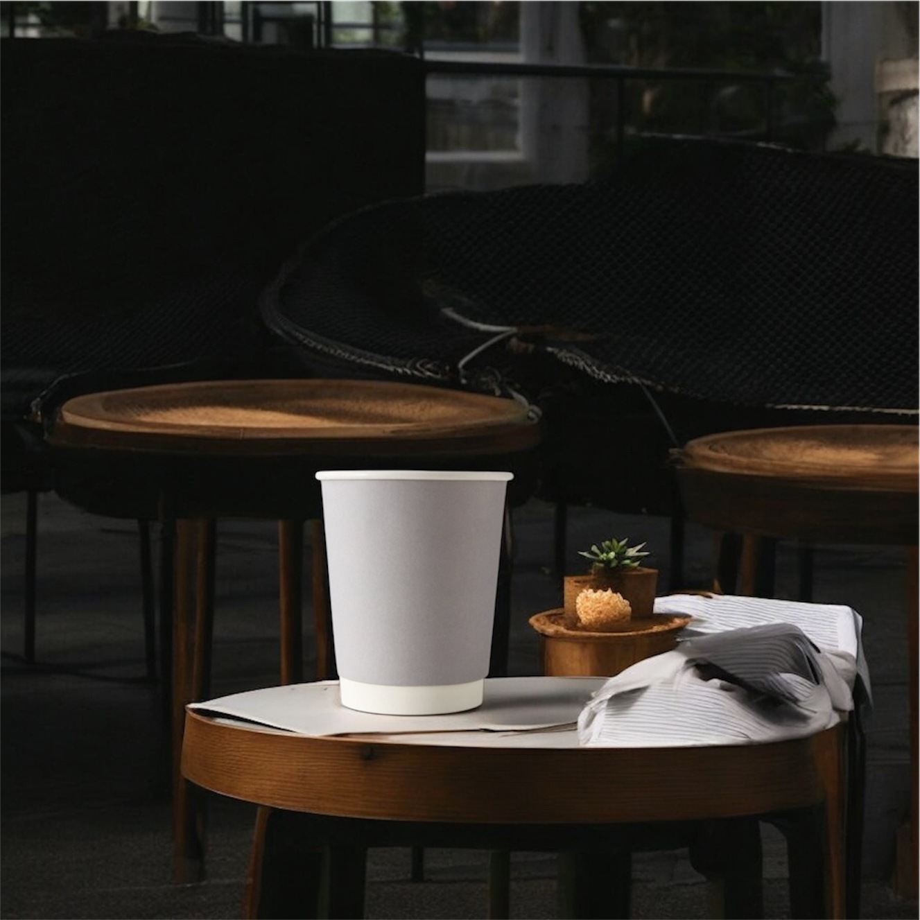 90mm口径 10オンス (300ml) 断熱二重グレイ紙コップ 1000個 | 紙コップ