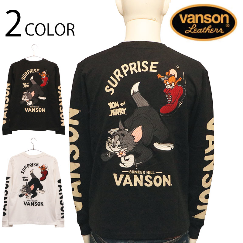 VANSON × TOM＆JERRY トムとジェリー 刺繍 天竺 長袖 Tシャツ （ TJV