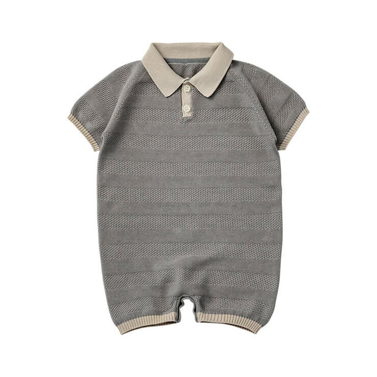 MARLMARL マールマール ニット ポロ ロンパース (70-80cm) / ネズ