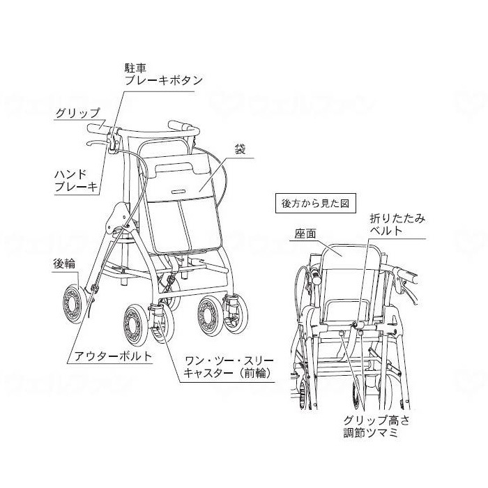 テイコブ リトル スリム ネイビー ｜ シルバーカー・歩行器,歩行器