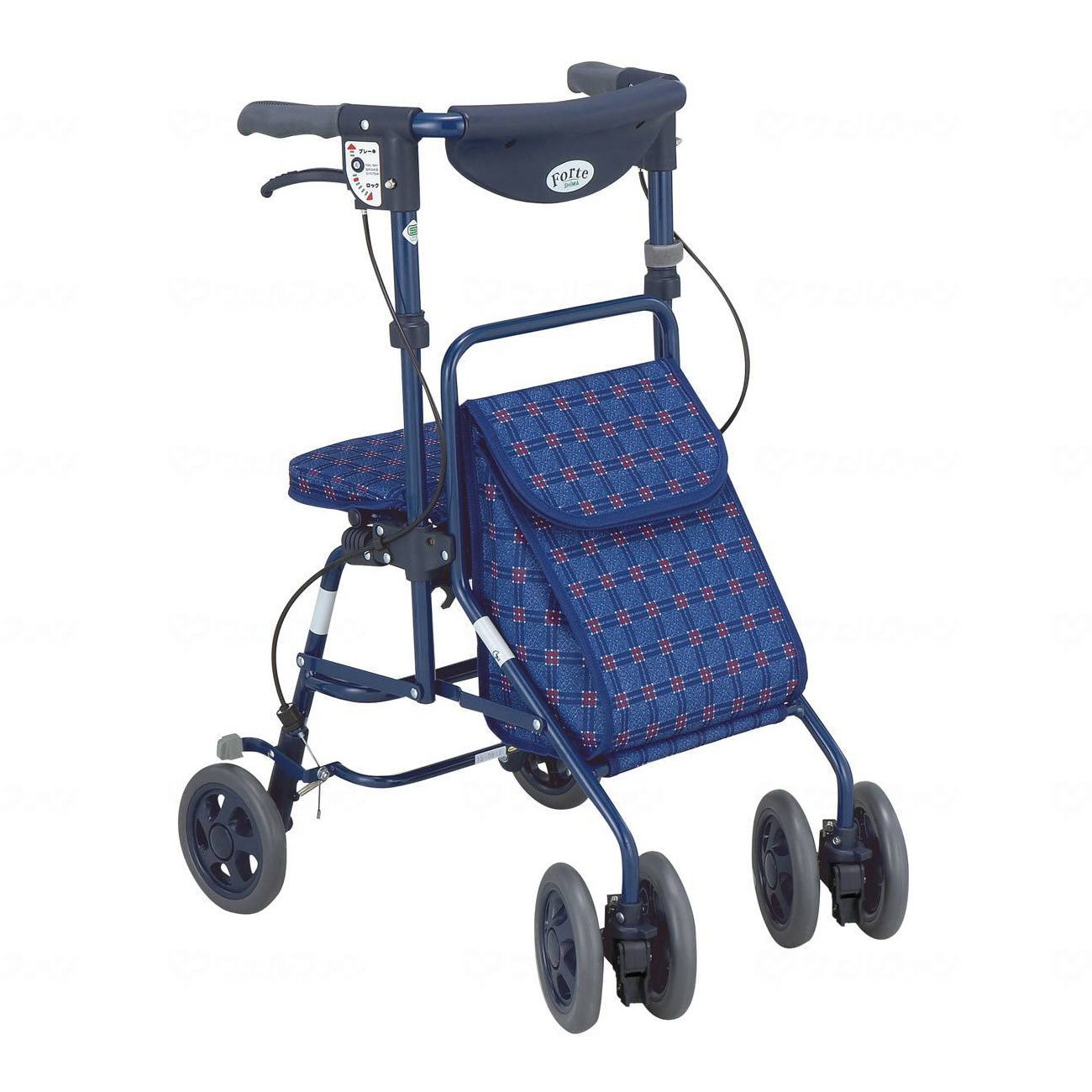 フォルテ 二筋格子ブルー ｜ シルバーカー・歩行器 ｜ 介護用品・福祉