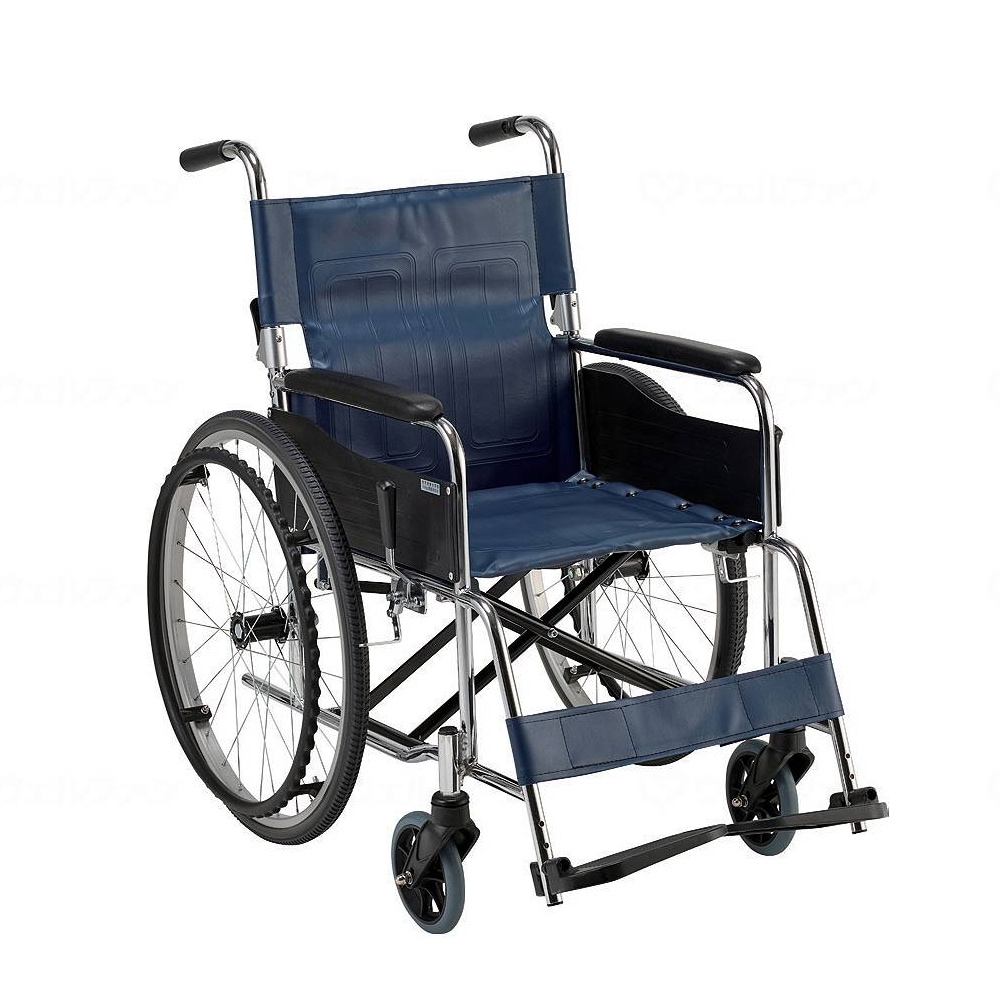 自走式スチール製車椅子EX-11KGS 背折れ 座幅42cm ノーパンクタイヤ