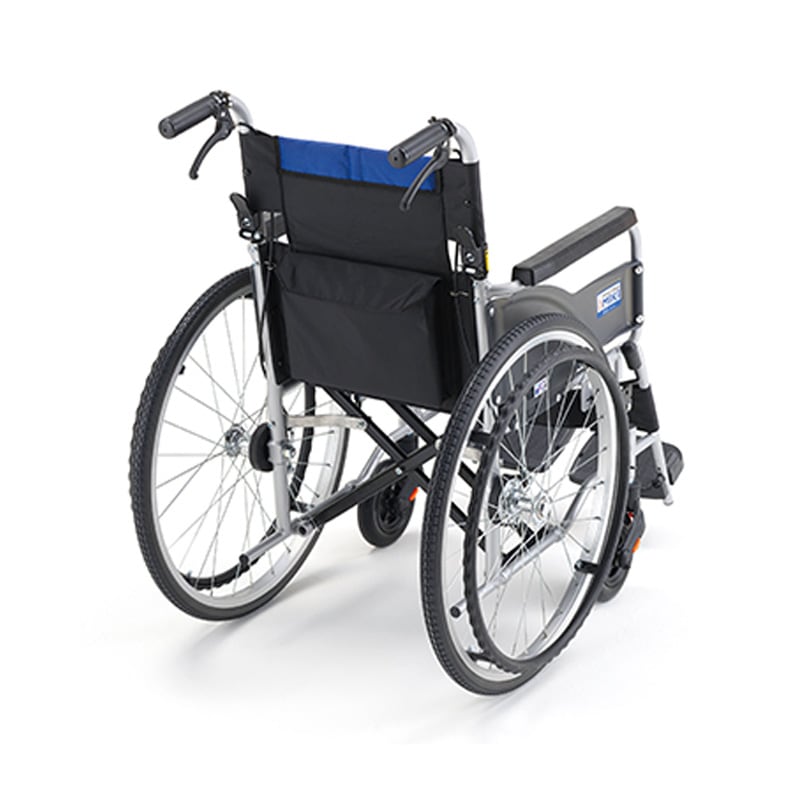 BAL-R1 自走型 車椅子 ブルー 背折れ式 介助ブレーキ付 ノーパンク