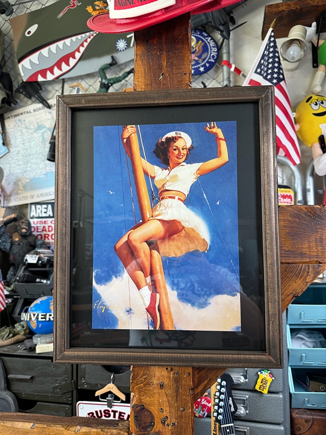 ピンナップガール ヴィンテージポスター ウッドフレーム ミリタリー