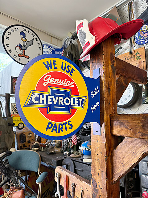 シボレー サイド看板 両面プリント フランジメタルサインの通販・販売