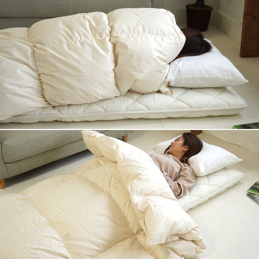80×180cm ショートセミシングル 敷布団 140×190cm 羽毛布団 2点セット