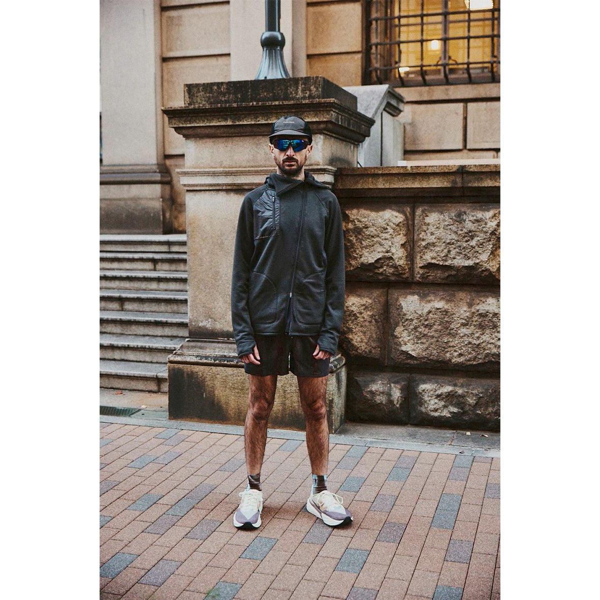 charbon / POLARTEC POWER GRID ZIP UP HOODIE BROWN