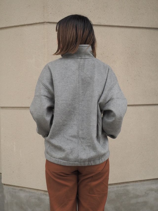 PURE SILK COMFORT FLEECE HALF ZIP P/O (TOP GRAY) A25AP04SF