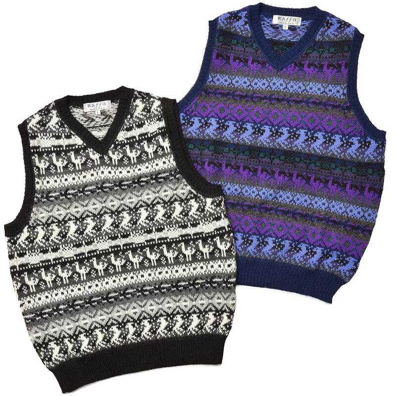 【ペルー製】 ラッファモリーナ 総柄ニットベスト アルパカ100% Lサイズ SALE52%OFF】RAffa MOLINA（ラッファモリーナ）<br>アルパカ Vネック