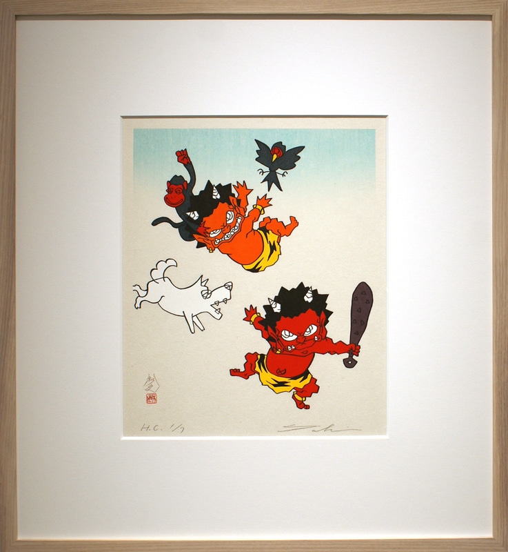 UKIYO-E STUDIO | 瀧下和之「桃太郎図 鬼ヶ島で鬼退治」