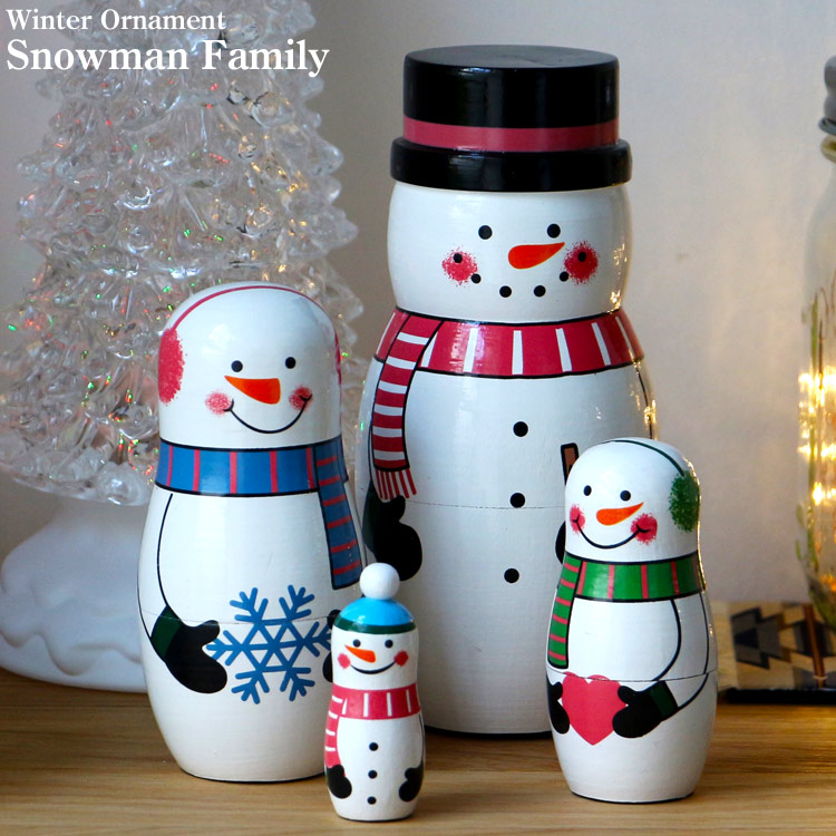 置物 マトリョーシカ スノーマンファミリー クリスマス オブジェ
