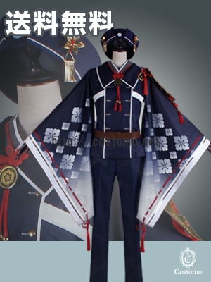 送料無料】帽子セット 紺×白プリント生地衣装セット 白山