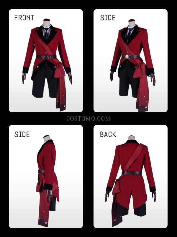 送料無料】とうらぶ風 黒×赤 ケープ付き衣装 帽子・装備品セット 日向