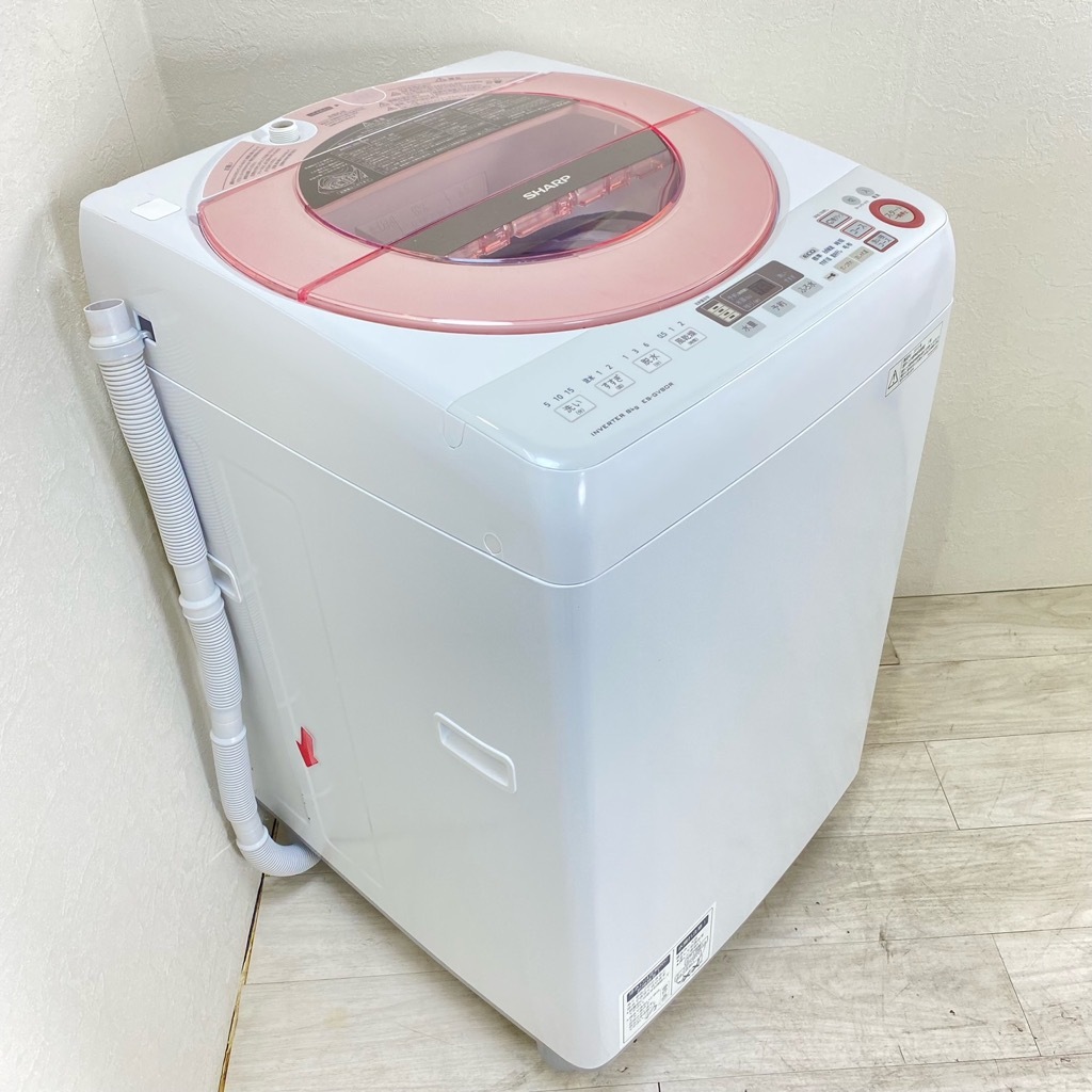 中古 洗濯機 送風乾燥 シャープ Ag+イオン 8.0kg ES-GV80R-P 2015年