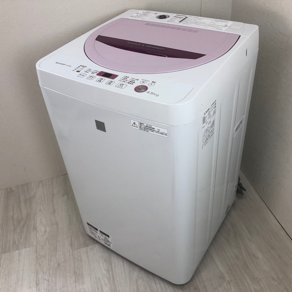中古 4.5kg 全自動洗濯機 シャープ 送風乾燥機能 ES-G4E3-KP 2016年