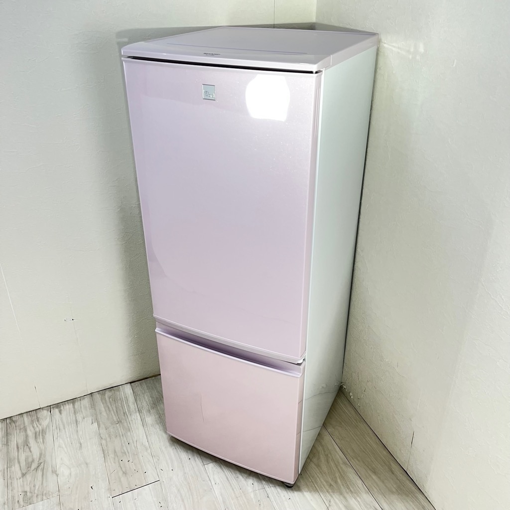 中古 167L 2ドア冷蔵庫 シャープ つけかえどっちもドア SJ-17E5-KP