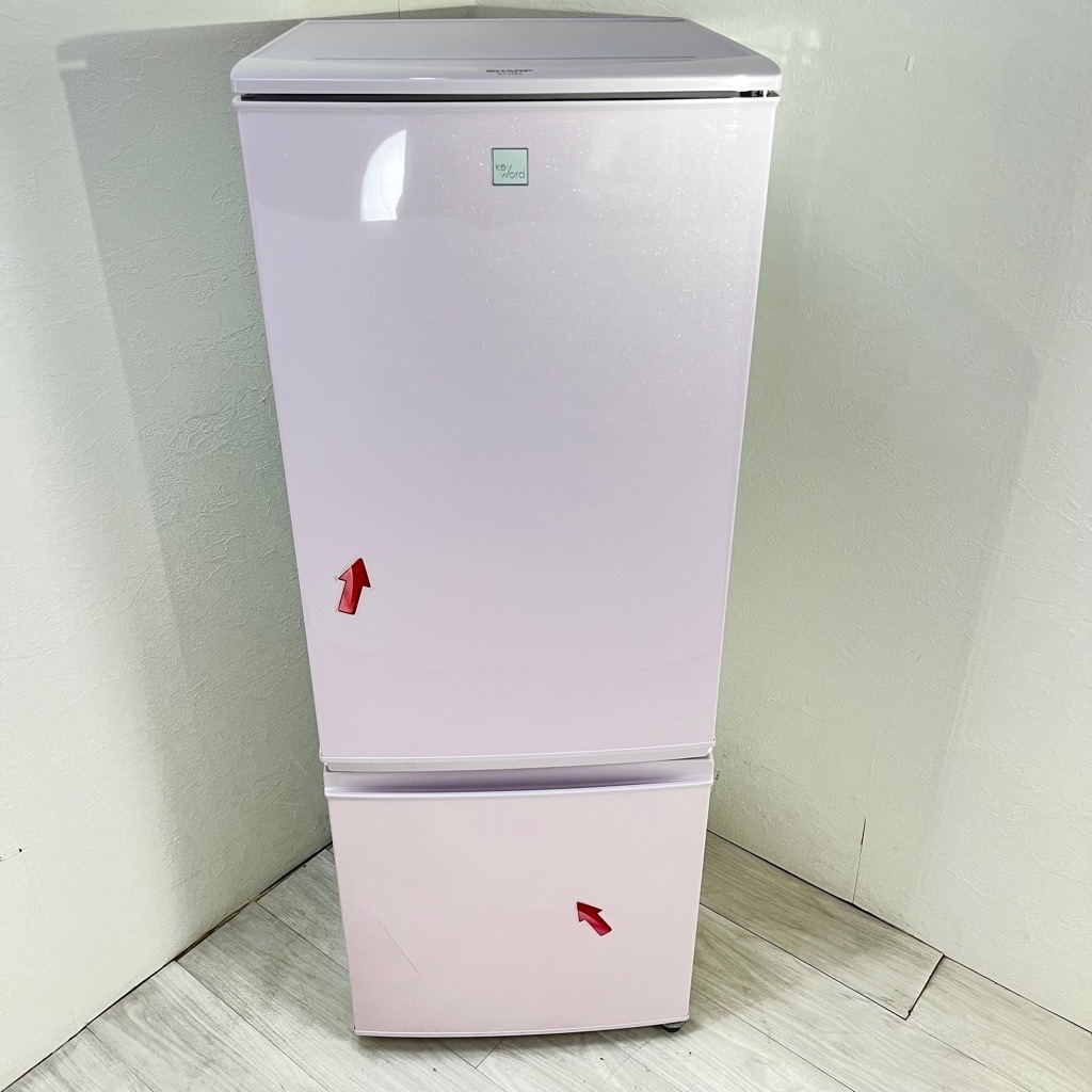 中古 167L 2ドア冷蔵庫 シャープ つけかえどっちもドア SJ-17E5-KP