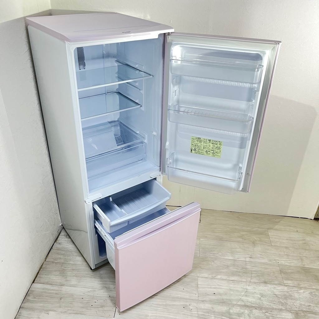 中古 167L 2ドア冷蔵庫 シャープ つけかえどっちもドア SJ-17E5-KP