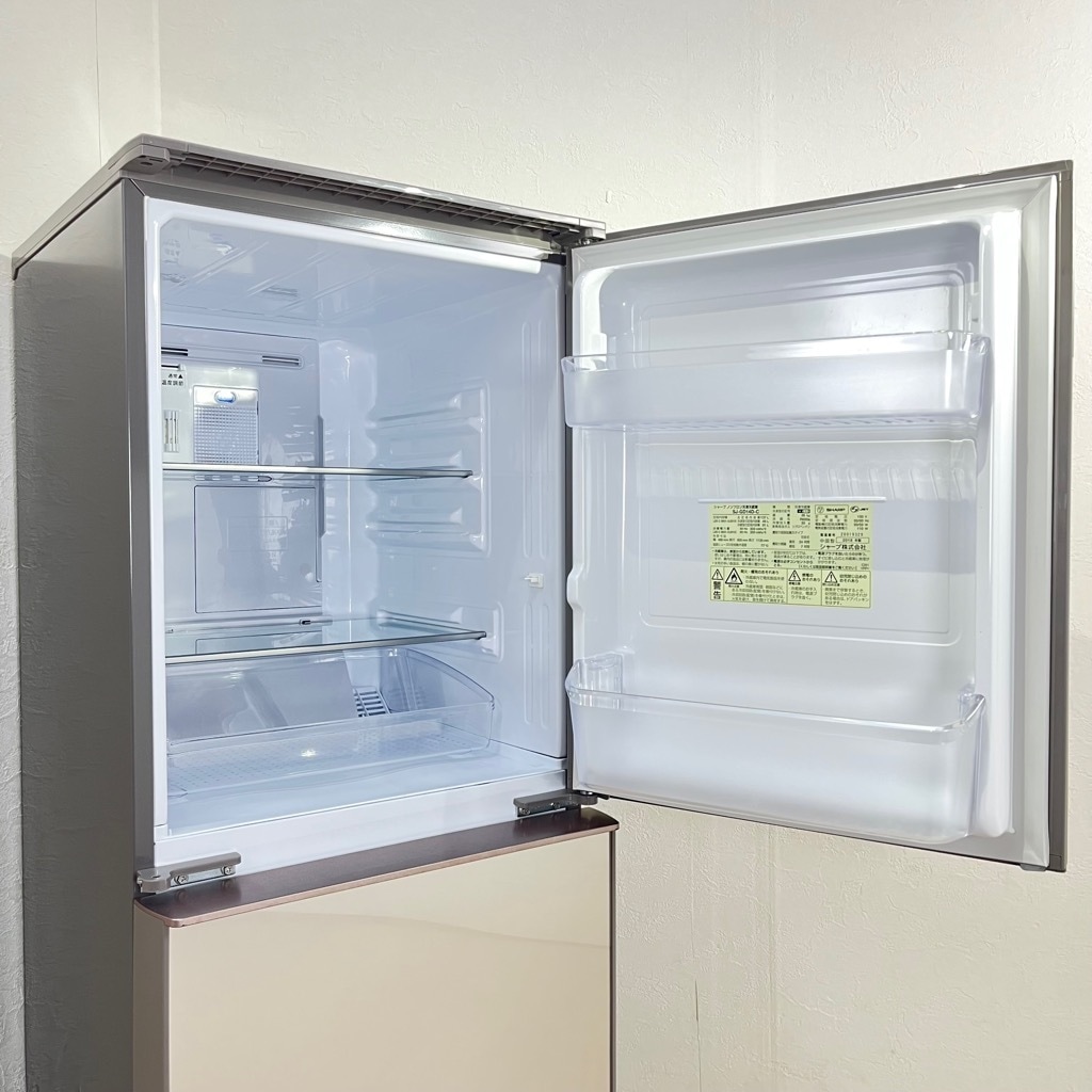 中古 137L ガラスドア 2ドア冷蔵庫 シャープ SJ-GD14D-C 2018年製