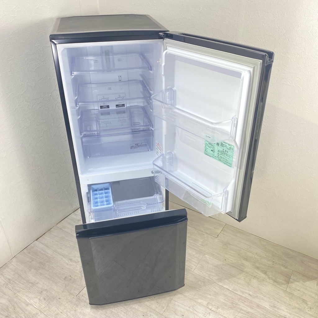 中古 146L 2ドア冷蔵庫 ブラック 三菱電機 MR-P15A-B 2017年製 単身用