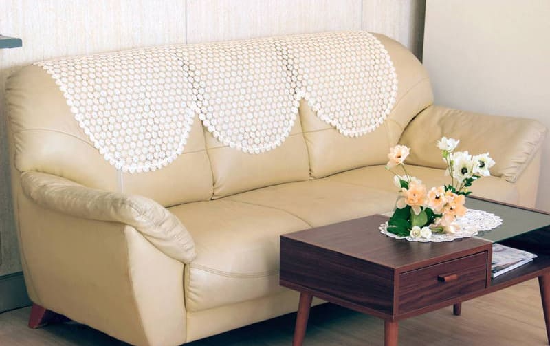 ギュピールレース ソファカバー（三人掛け） 約150×80cm [Flower