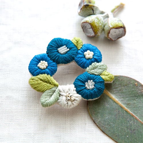 piece k.omono fioret wreah brooch ブローチ blue ブルー | 手芸