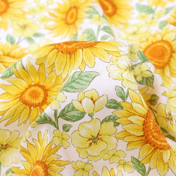 生地 ひまわり柄さらっとピケプリント 850465 | 手芸センタードリーム