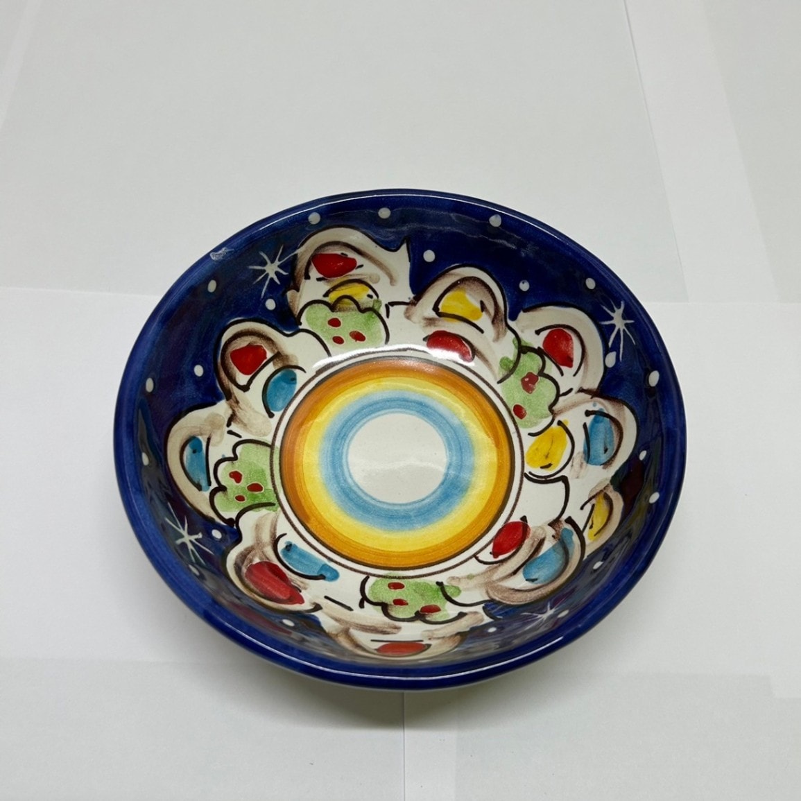 VIE154 ボウル カラフルブルー家 | 南イタリアの陶器 | ダニエルズ