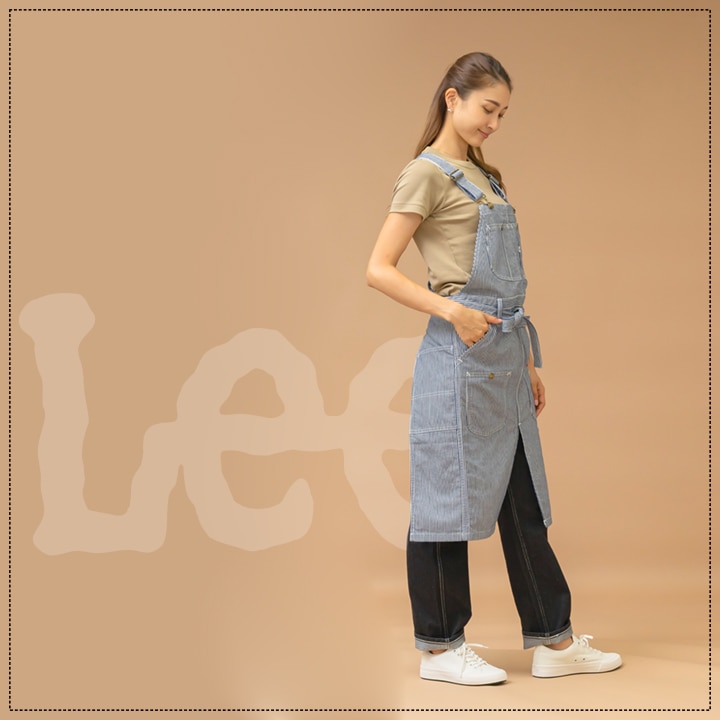 即日発送】Lee 胸当エプロン 前掛け 胸付き デニムエプロン ヒッコリー
