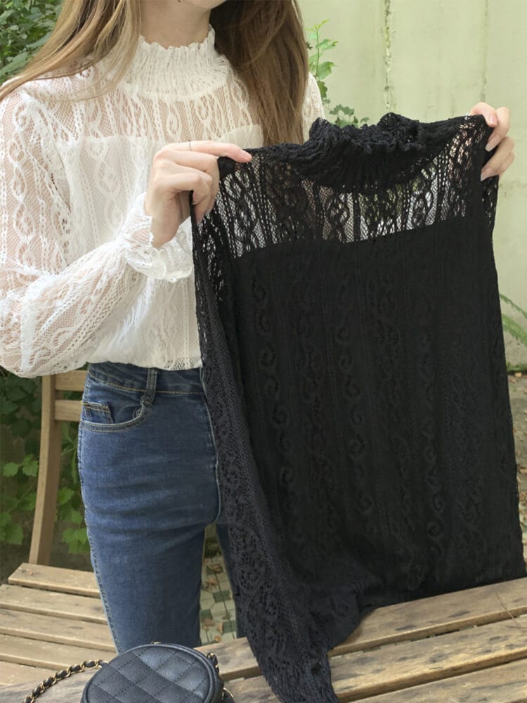 ハイネック 長袖 レース ブラウス | レディースファッション,トップス