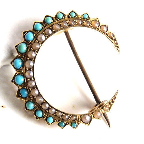 JA053ペンダント＆ブローチ with ターコイズ シードパール9ct