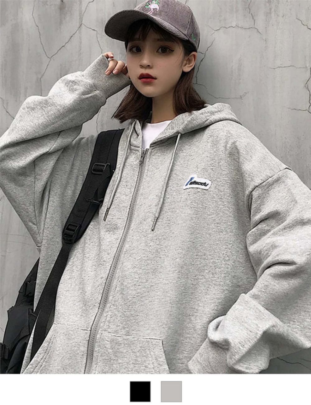 Ado よだか フーディ パーカー XL 銀テラ付き ダーティロゴZIPパーカー