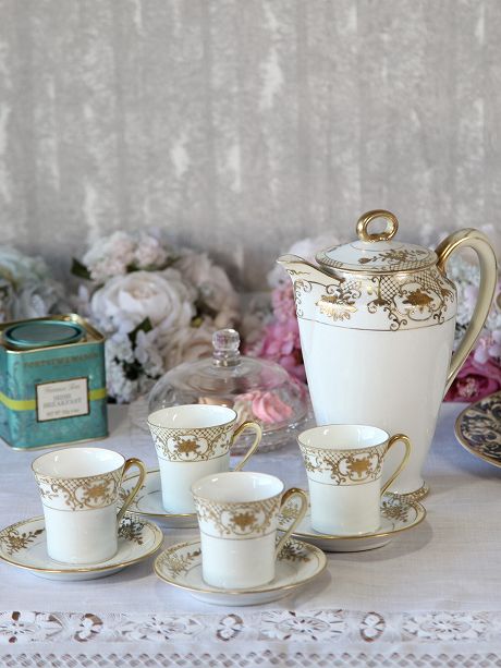 希少】オールノリタケ デミタスセット ティーポット カップ ソーサー6