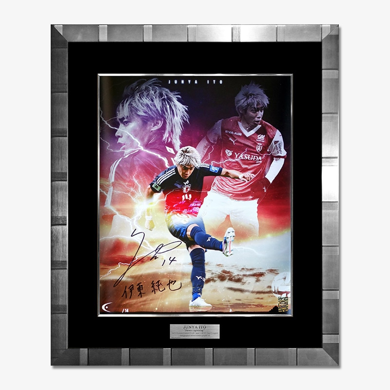 世界限定14枚] 伊東純也 直筆サイン入りグラフィックアート 